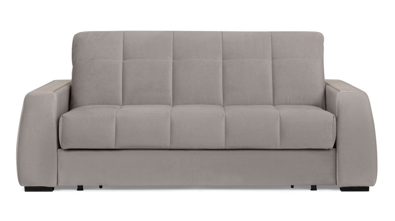 Диван - кровать Domo Pro с накладкой цвета ясень, стежка квадрат, ткань Casanova Grey 160x216 — в мебель-центре Озерцо