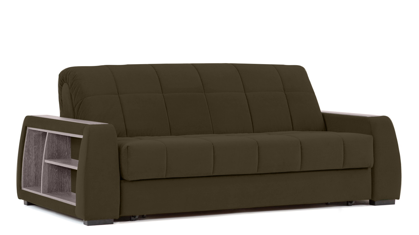 Диван - кровать Domo Pro с полками цвета ясень, стежка квадрат, ткань Sky Velvet 12 160x216 — в мебель-центре Озерцо