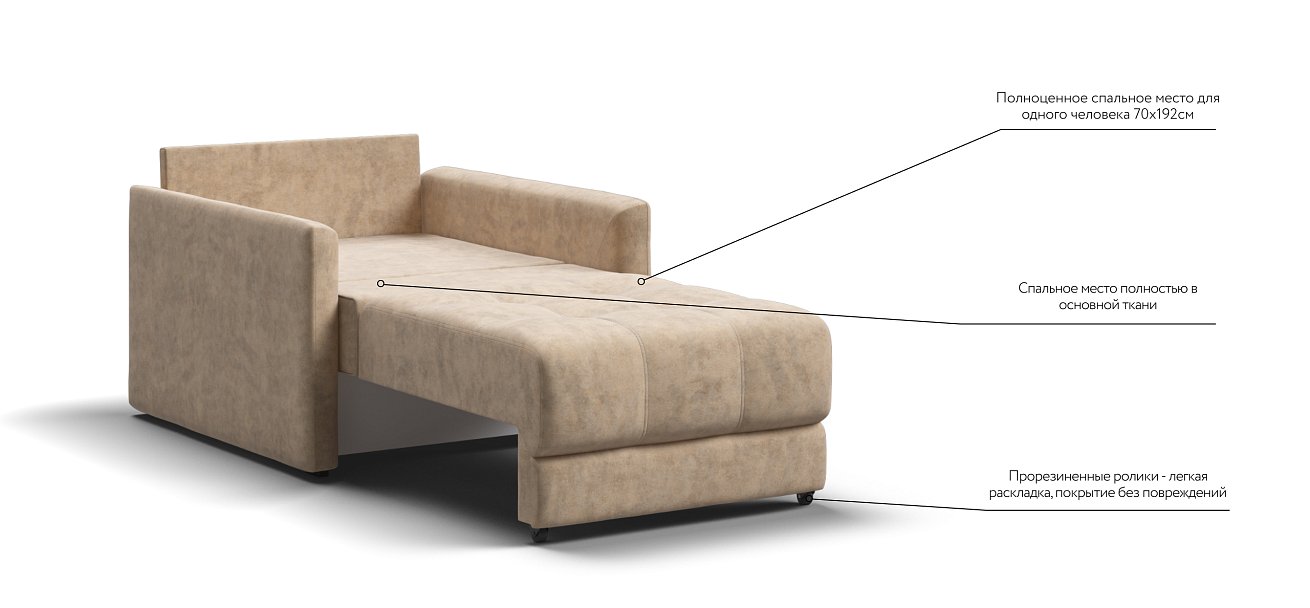 Босс Лофт кресло-кровать Велюр Роял шампань — купить в Озерце