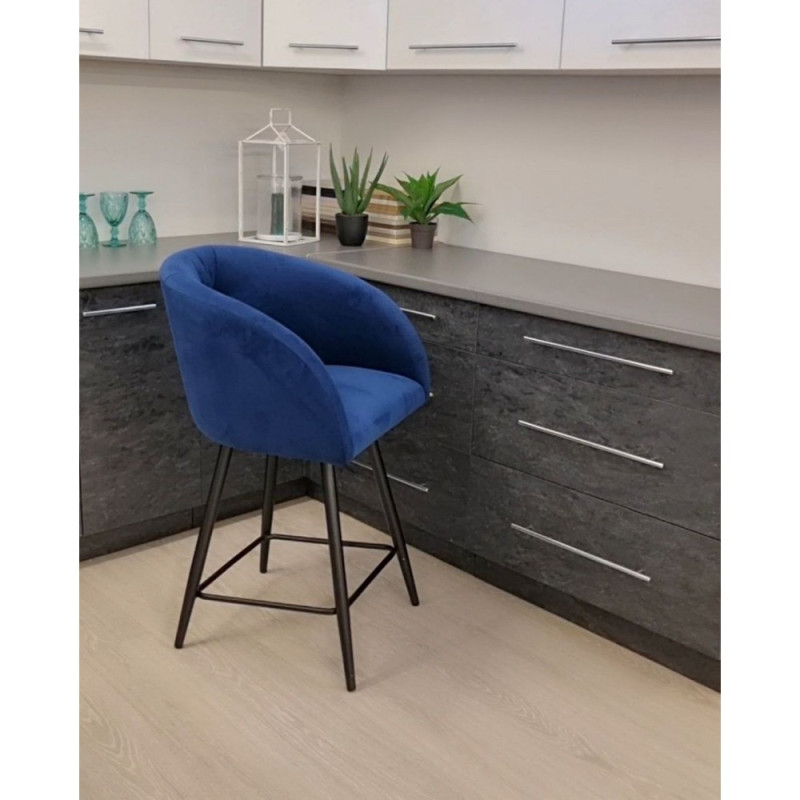 Стул полубарный КРИСТИНА Th/AL поворотный муар черный/3VELU26 - купить в Озерце