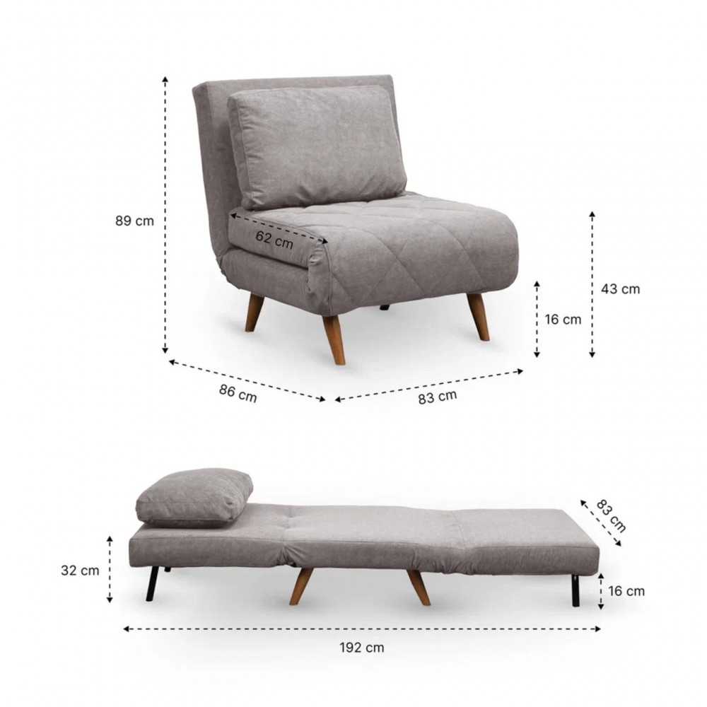 Кресло раскладное DOMM Scandy 83 тауп, ноги бежевые — купить в Озерце