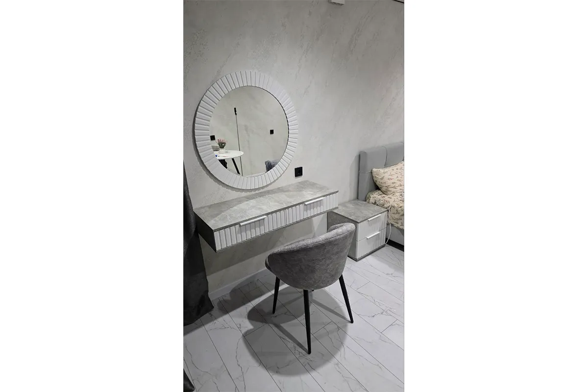 Тумба прикроватная Хилтон (Ателье светлый/Белый матовый) — Мебель-центр Озерцо