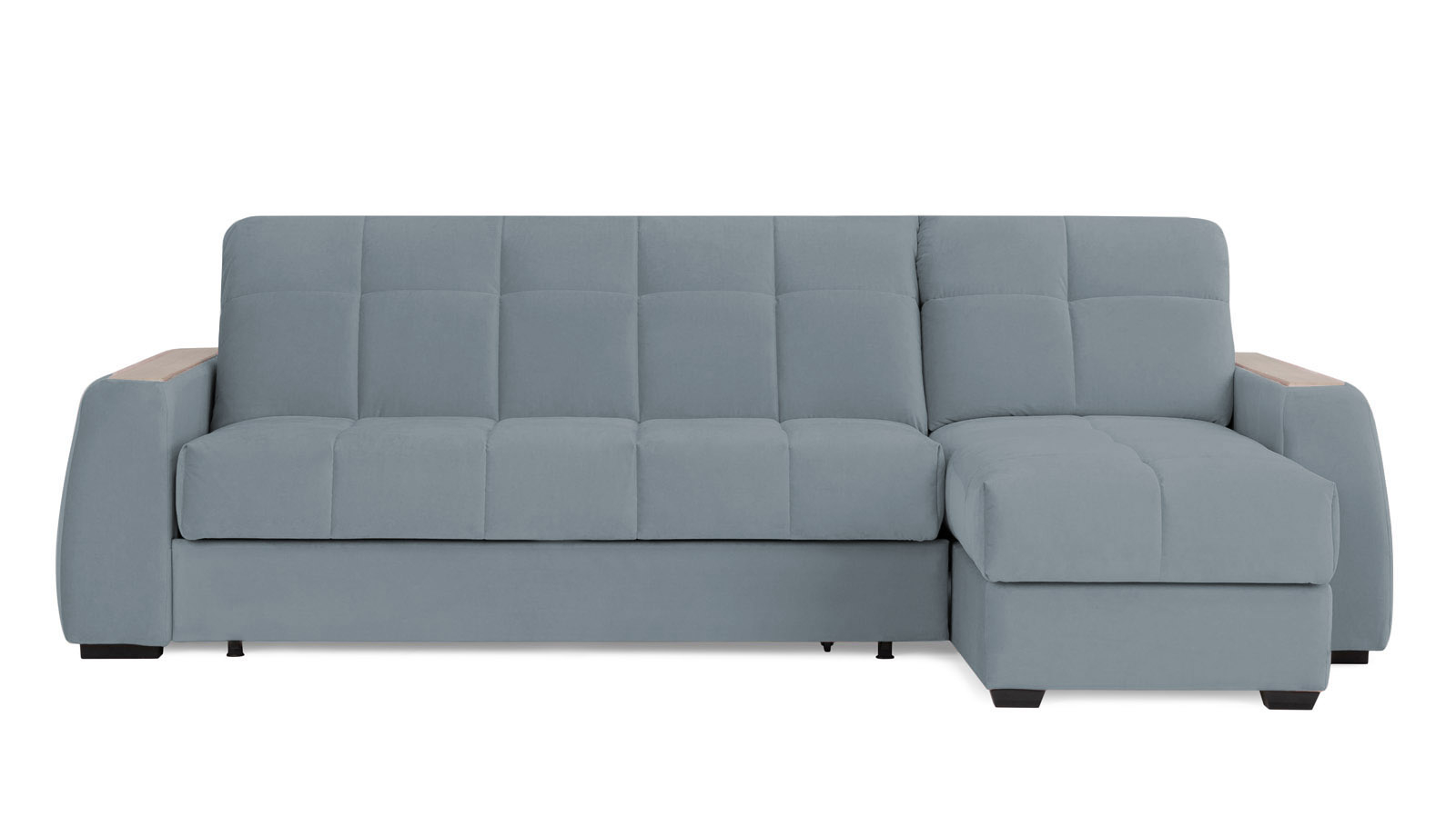 Диван угловой Domo Pro с накладкой цвета ясень, стежка квадрат, ткань Sky Velvet 18 180x216 — купить в Озерце