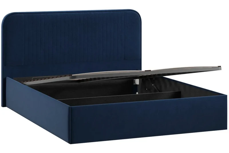 Кровать Тиффани Тип 1 с ПМ и заглушиной 160х200 (Микровелюр/Wellmart Blue) - купить в Озерце