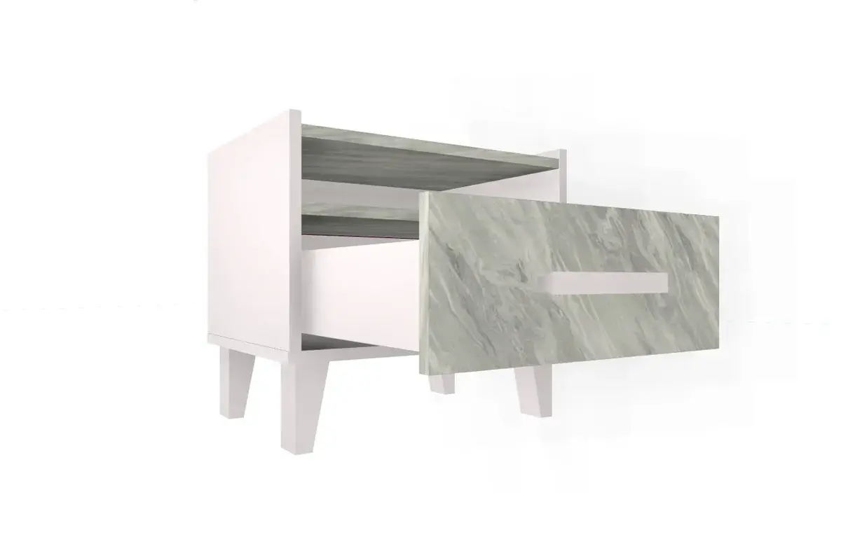 Тумба прикроватная Айрис 41 (Белый/Статуарио) — Мебель-центр Озерцо