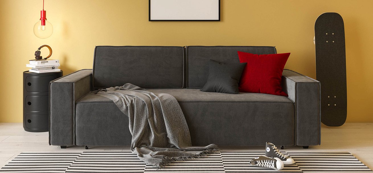 Лофт диван Велюр Монолит серый — купить в Озерце