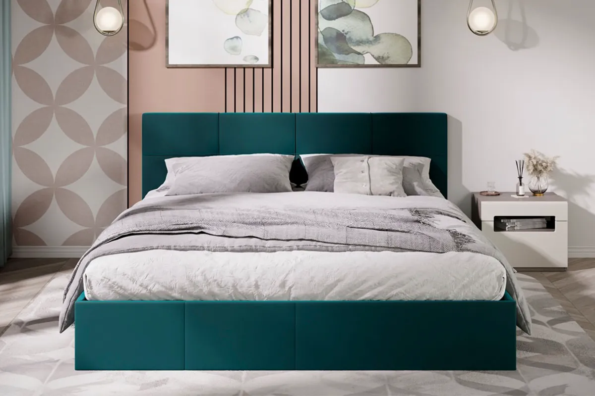 Кровать Лора с ПМ и заглушиной 180х200 (Велюр / Confetti Izumrud) - купить в Озерце