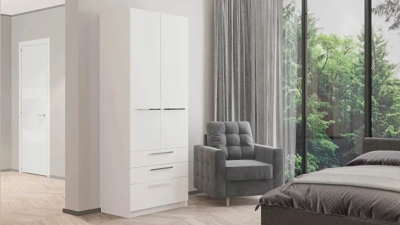 Шкаф двухдверный Noble 90 см с ящиками, цвет Белый премиум 53x90 — купить в Озерце