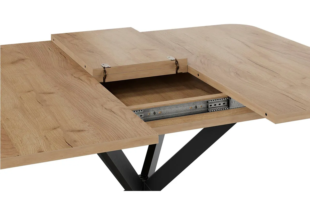 Стол обеденный Лиссабон раздвижной Тип 1 (Черный муар/Дуб Крафт золотой) - купить в Озерце