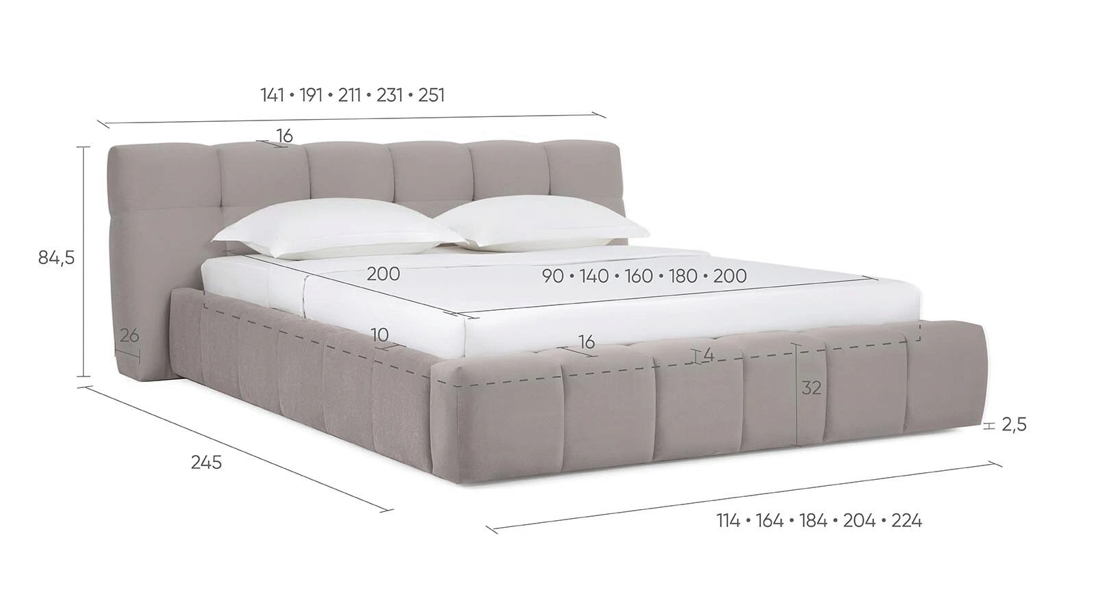 Кровать Andria, Тк. Aura 09 90x200 - купить в Озерце