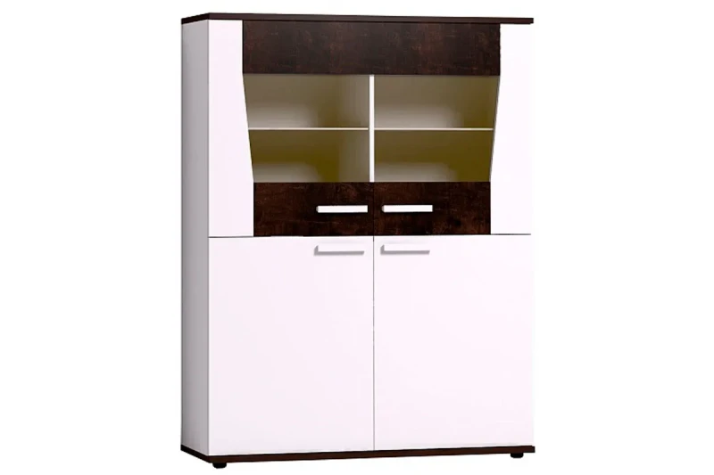 Шкаф-сервант Норвуд 22 (Белый/Орех шоколадный/ЛДСП) в мебель-центре Озерцо