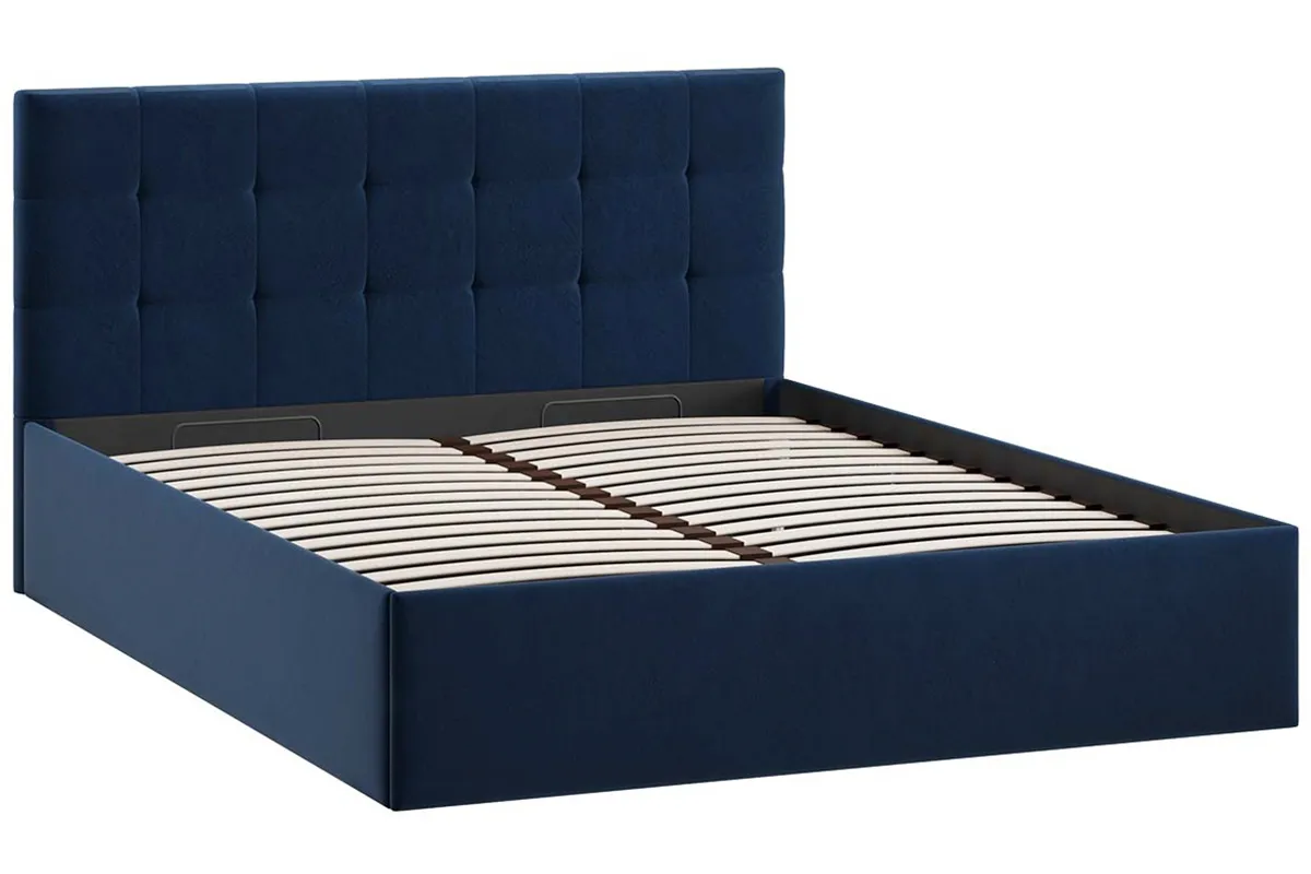 Кровать Джоли Тип 1 с ПМ и заглушиной 160х200 (Микровелюр / Wellmart Blue) - купить в Озерце