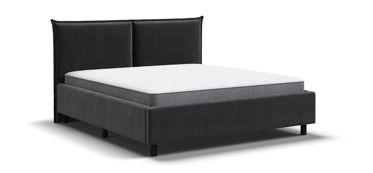 Кровать ЛЕО 160 Вельвет CORD графит - купить в Озерце