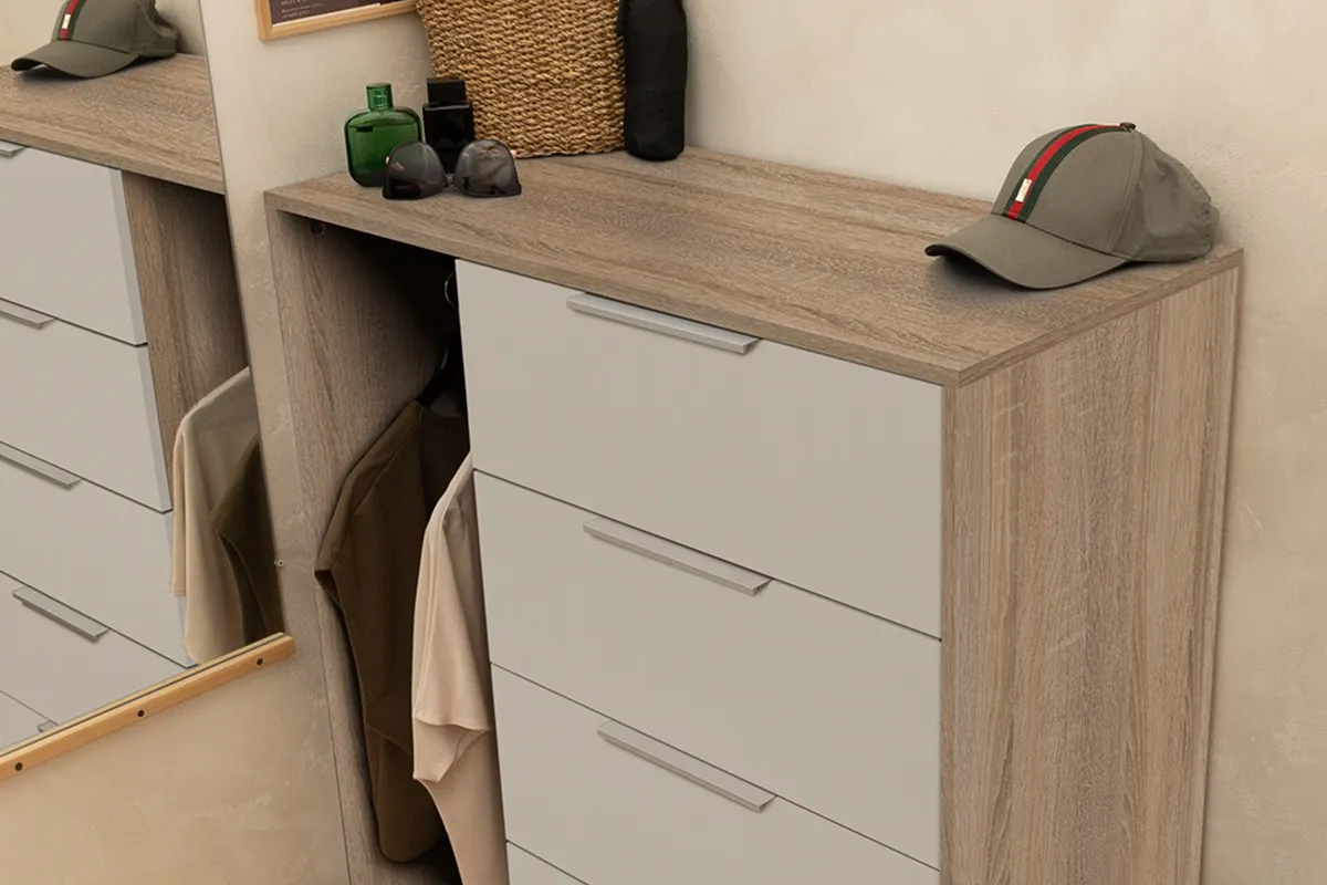 Комод комбинированный Нуар Тип 1 (Дуб Сонома/Белый Ясень) — Мебель-центр Озерцо