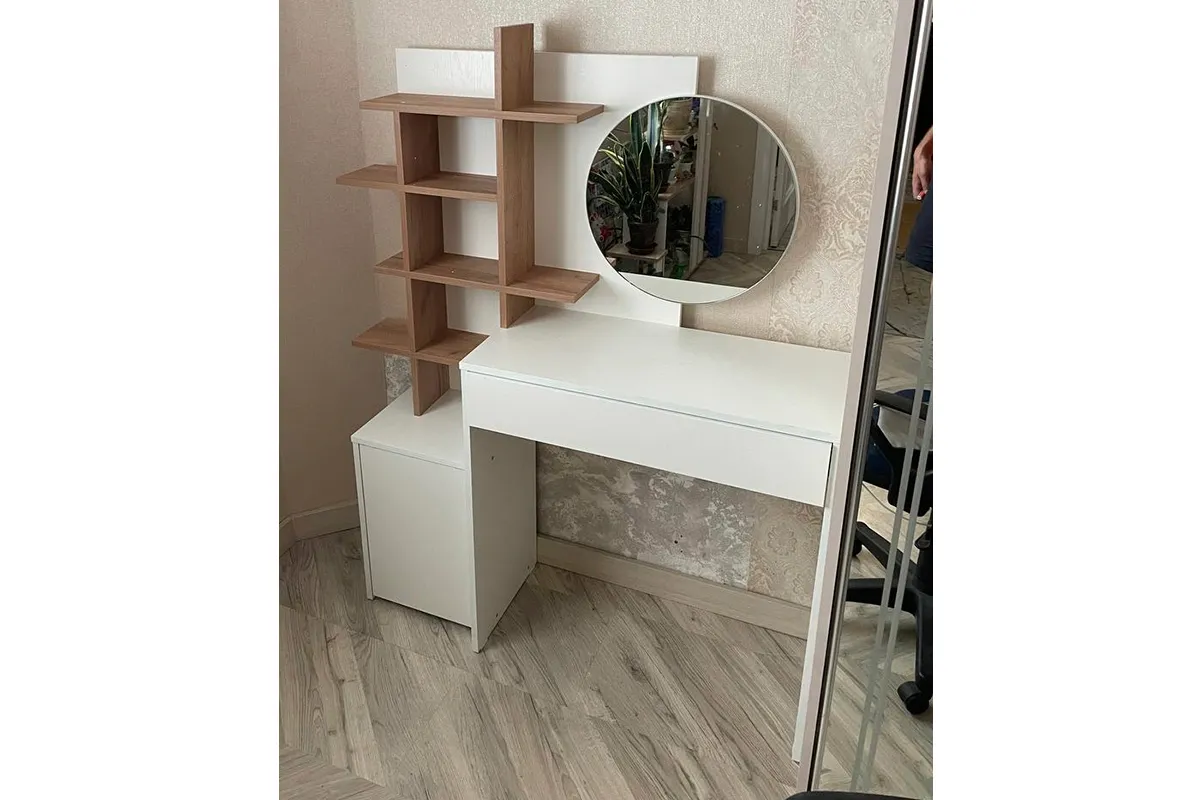 Стол туалетный Голден Тип 1 (Белый/Дуб крафт золотой) — Мебель-центр Озерцо