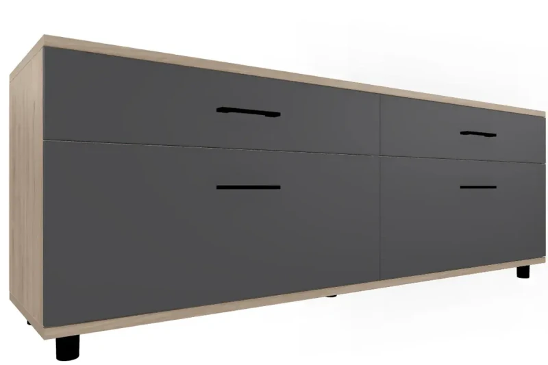 Тумба ТБ-5028-ГС-АМ (Гикори Джексон Светлый/Антрацит Матовый) — Мебель-центр Озерцо