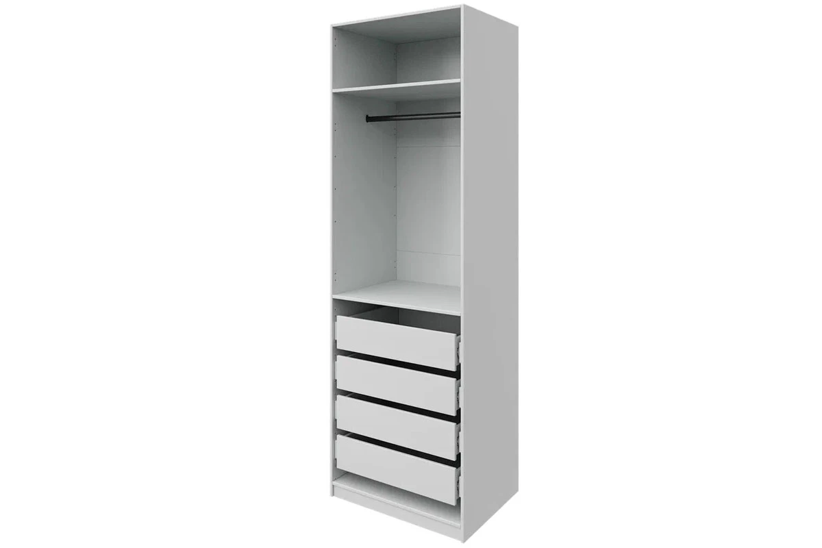 Корпус шкафа с ящиками и полками для гардеробной системы Квадро (100х55.7) (Белый) — Мебель-центр Озерцо