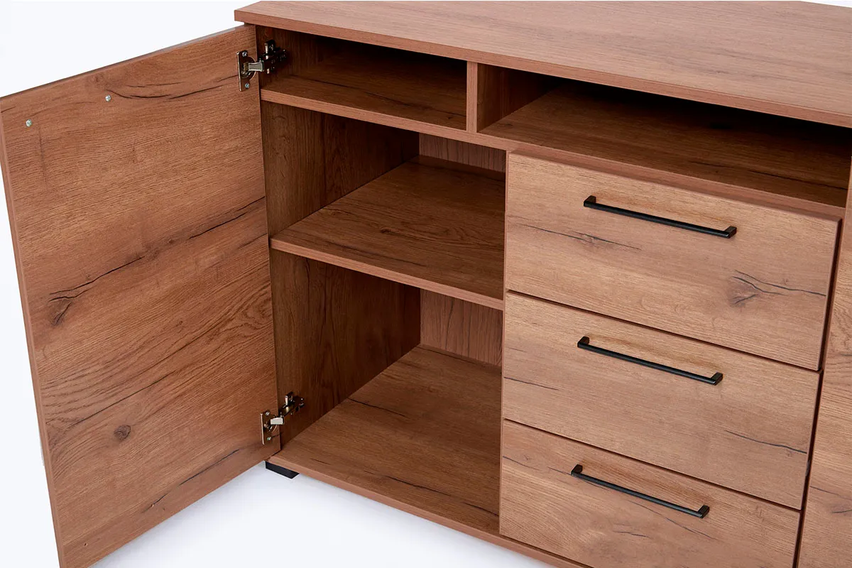 Тумба Валери 3 (Дуб Табачный/Чёрный) — Мебель-центр Озерцо