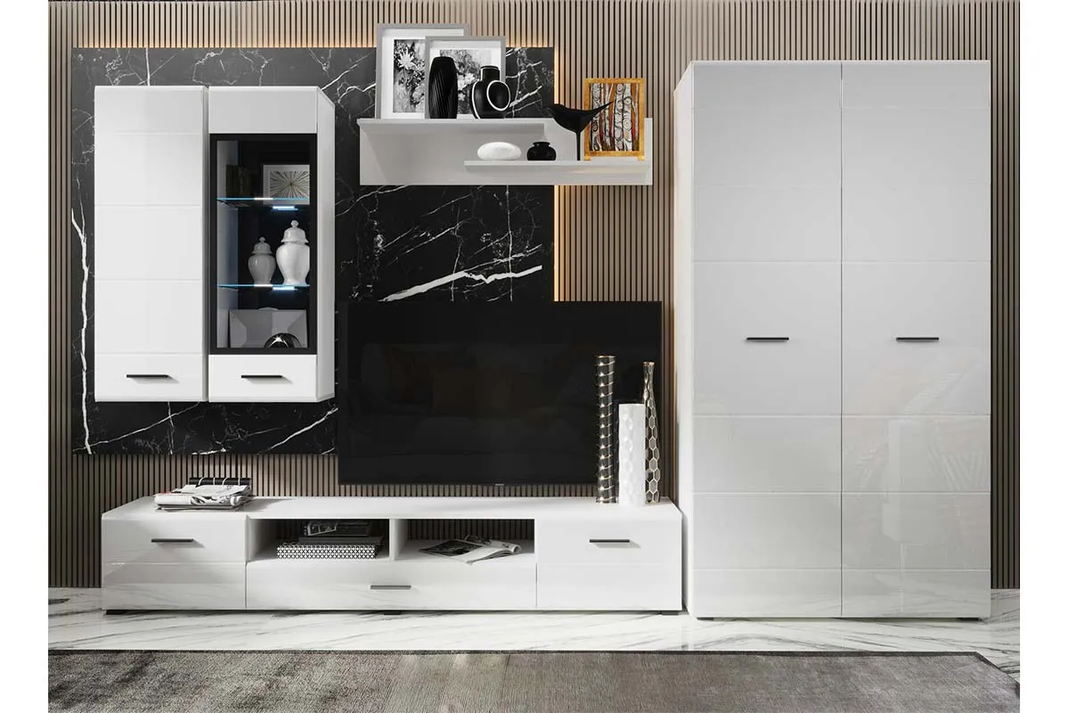 Полка навесная Gloss Белый/Белый глянец (71373116) — Мебель-центр Озерцо