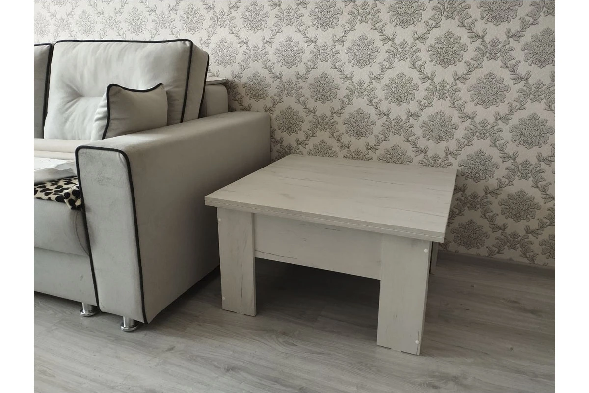 Стол журнальный тип 10 (Дуб Крафт Белый) — Мебель-центр Озерцо