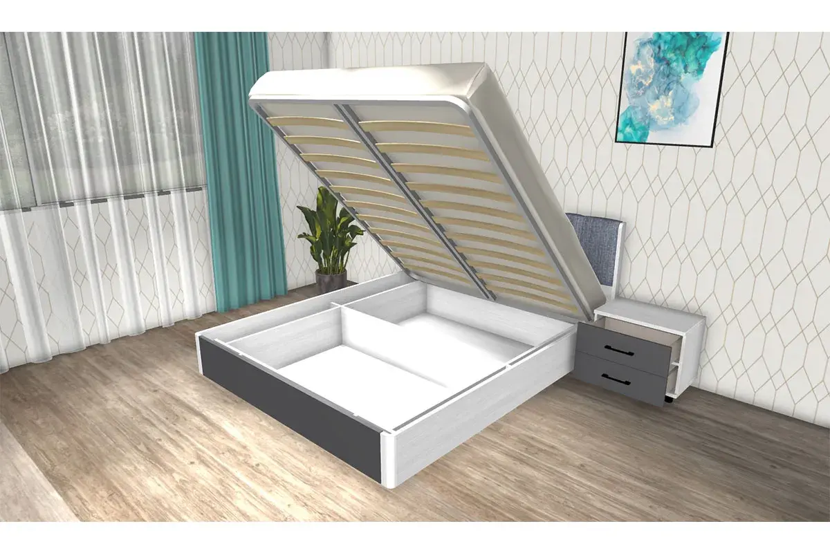 Кровать КР-4013-СЯ-АМ-В (Снежный Ясень/Антрацит Матовый) - купить в Озерце