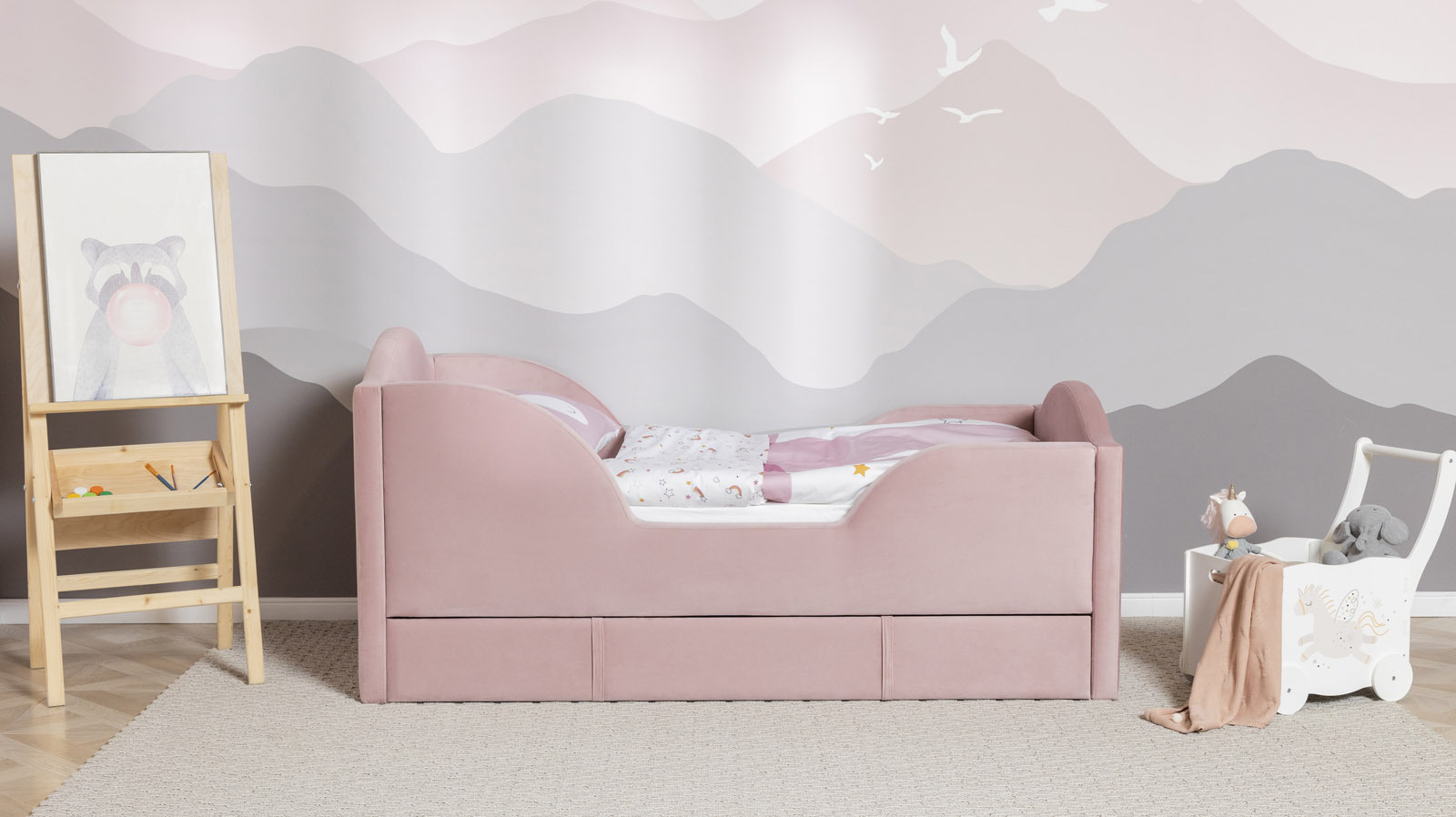 Детская кровать Shell, Тк. Sky Velvet 01 90x180 — Мебель-центр Озерцо