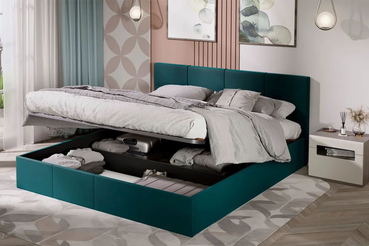 Кровать Лора с ПМ и заглушиной 180х200 (Велюр / Confetti Izumrud) - купить в Озерце