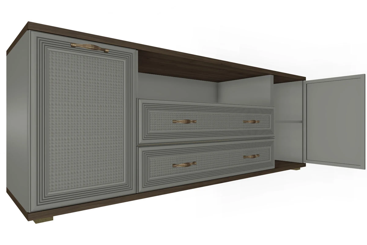 Тумба ТБ-1021-ГТ-СО (Гикори Джексон Темный/Серый Оникс) — Мебель-центр Озерцо