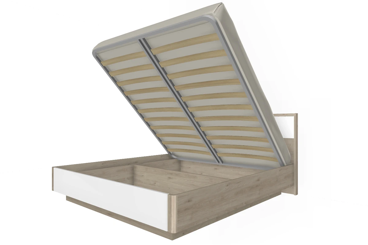 Кровать 180х200 КР-4004-ГС-БГ (Гикори Джексон Светлый/Белый Бриллиант Глянцевый) - купить в Озерце