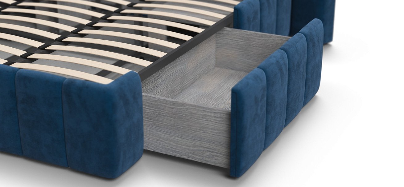 Босс ХО Кровать 180*200 Велюр Монолит синий - купить в Озерце