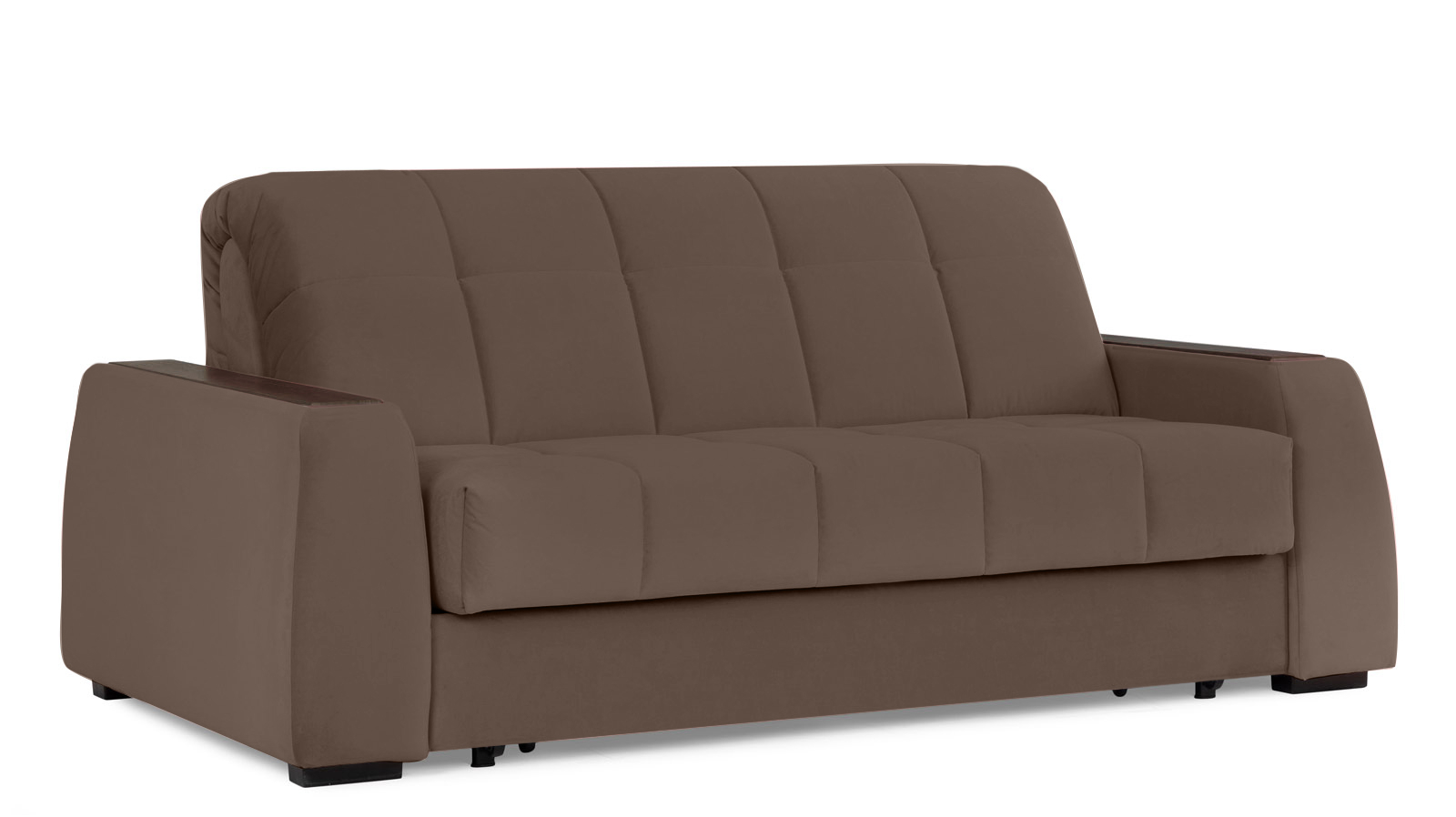 Диван - кровать Domo Pro с накладкой цвета венге, стежка квадрат, ткань Casanova Chocolate 140x216 — в мебель-центре Озерцо