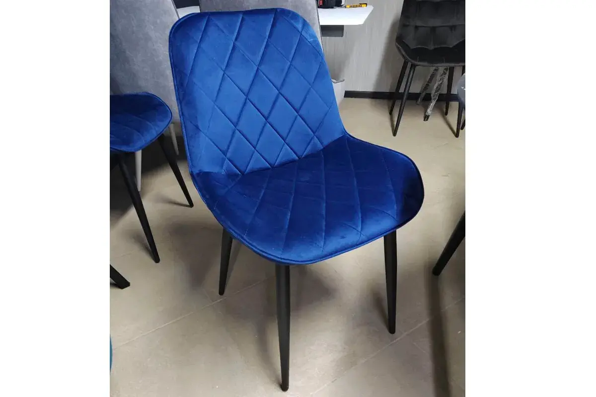 Стул Аура каркас Муар черный, велюр (Velluto 25 синий) СРП-032 - купить в Озерце