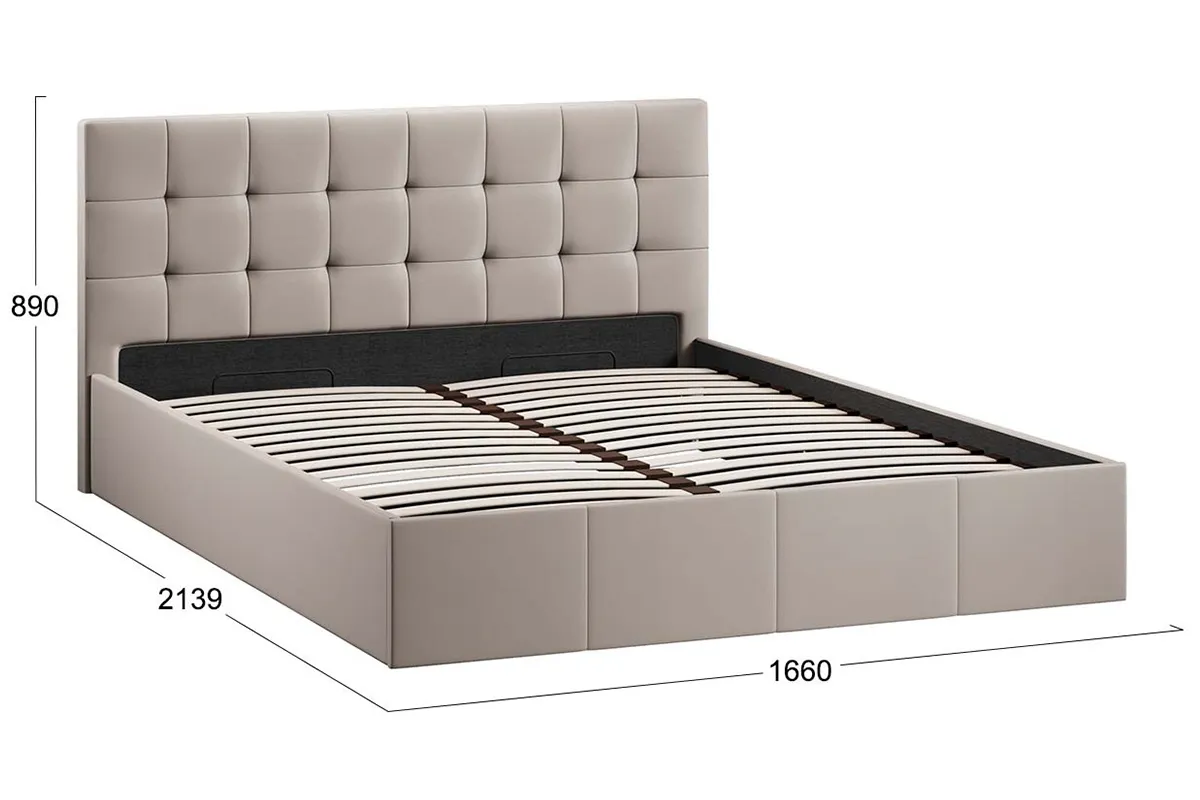 Кровать Эмма с ПМ и заглушиной 160х200 (Велюр/Confetti Smoke) - купить в Озерце