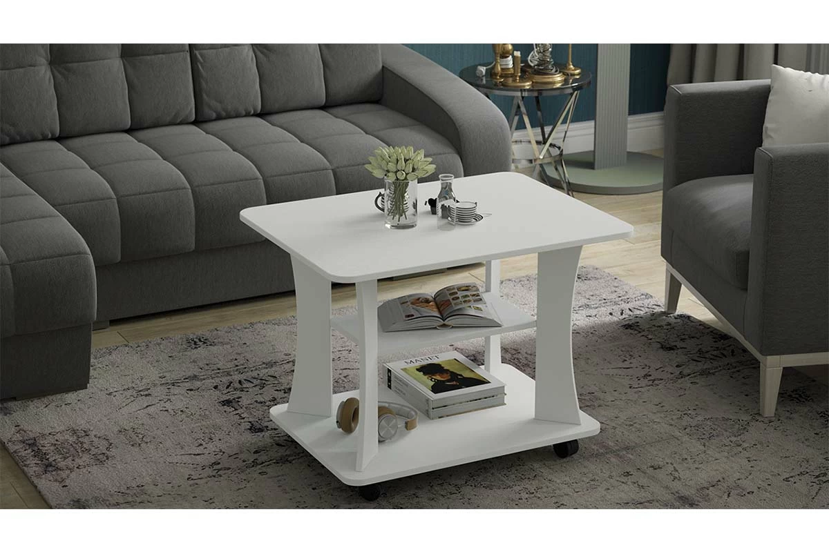 Стол журнальный Тип 8 (Белый Ясень) — Мебель-центр Озерцо