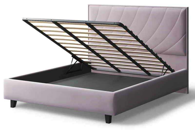 Кровать на опоре София с ПМ и бельев. ящ 140х200 (Нео 15/Лиловый) - купить в Озерце