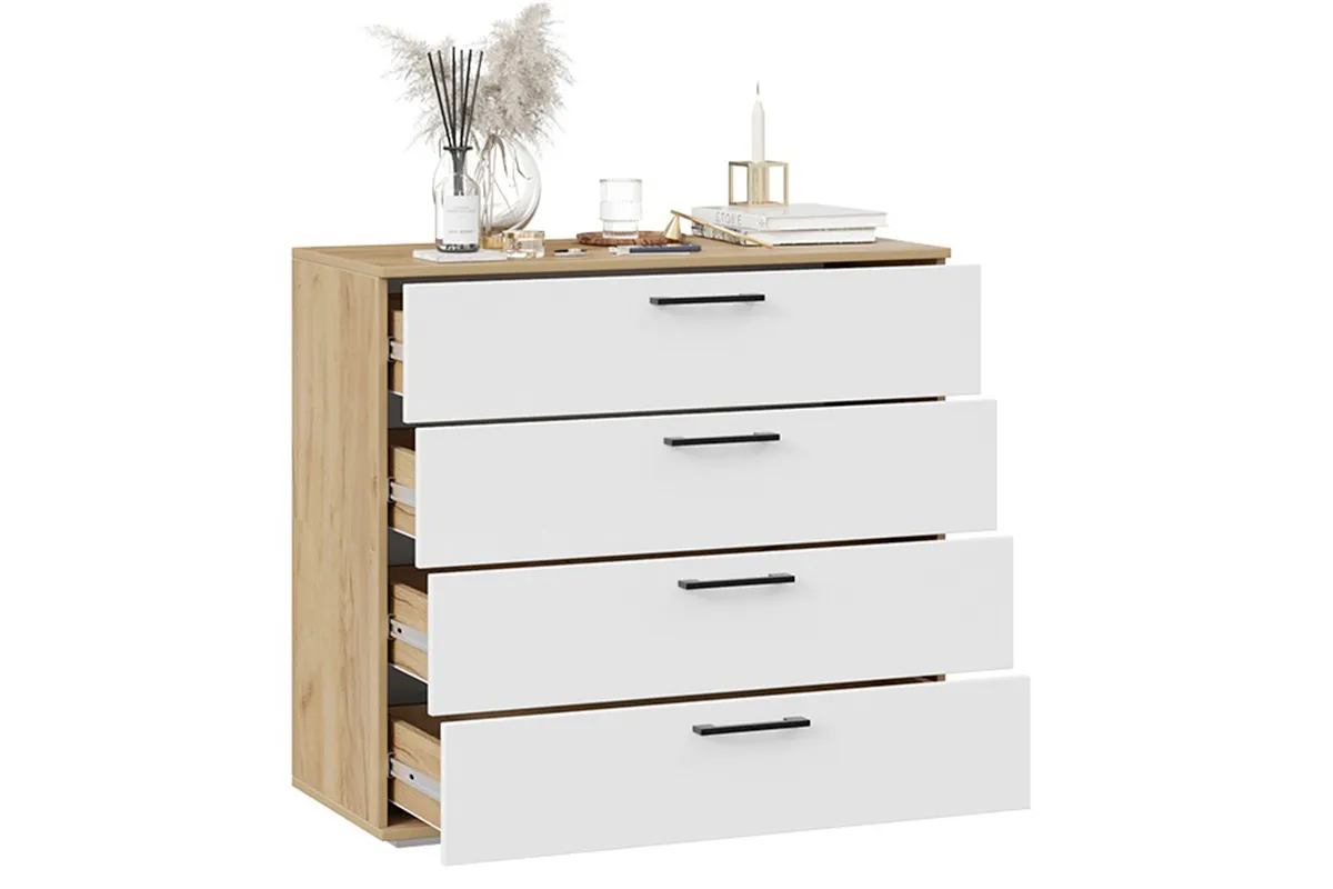 Комод Нео (Дуб крафт золотой/Белый) — Мебель-центр Озерцо