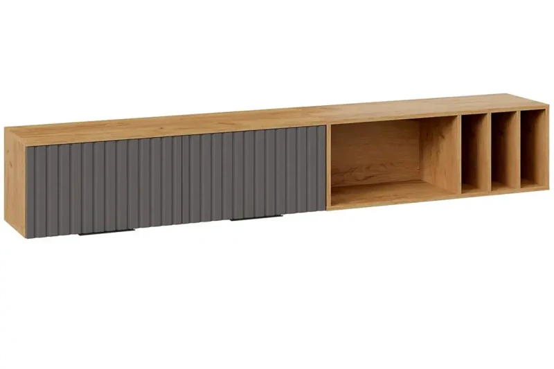 Шкаф настенный с полкой Хилтон (Дуб Крафт золотой/Графит матовый) в мебель-центре Озерцо