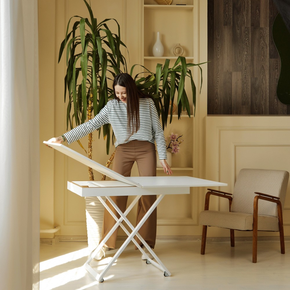 Стол-трансформер Apollo белый матовый/подстолье белое - купить в Озерце