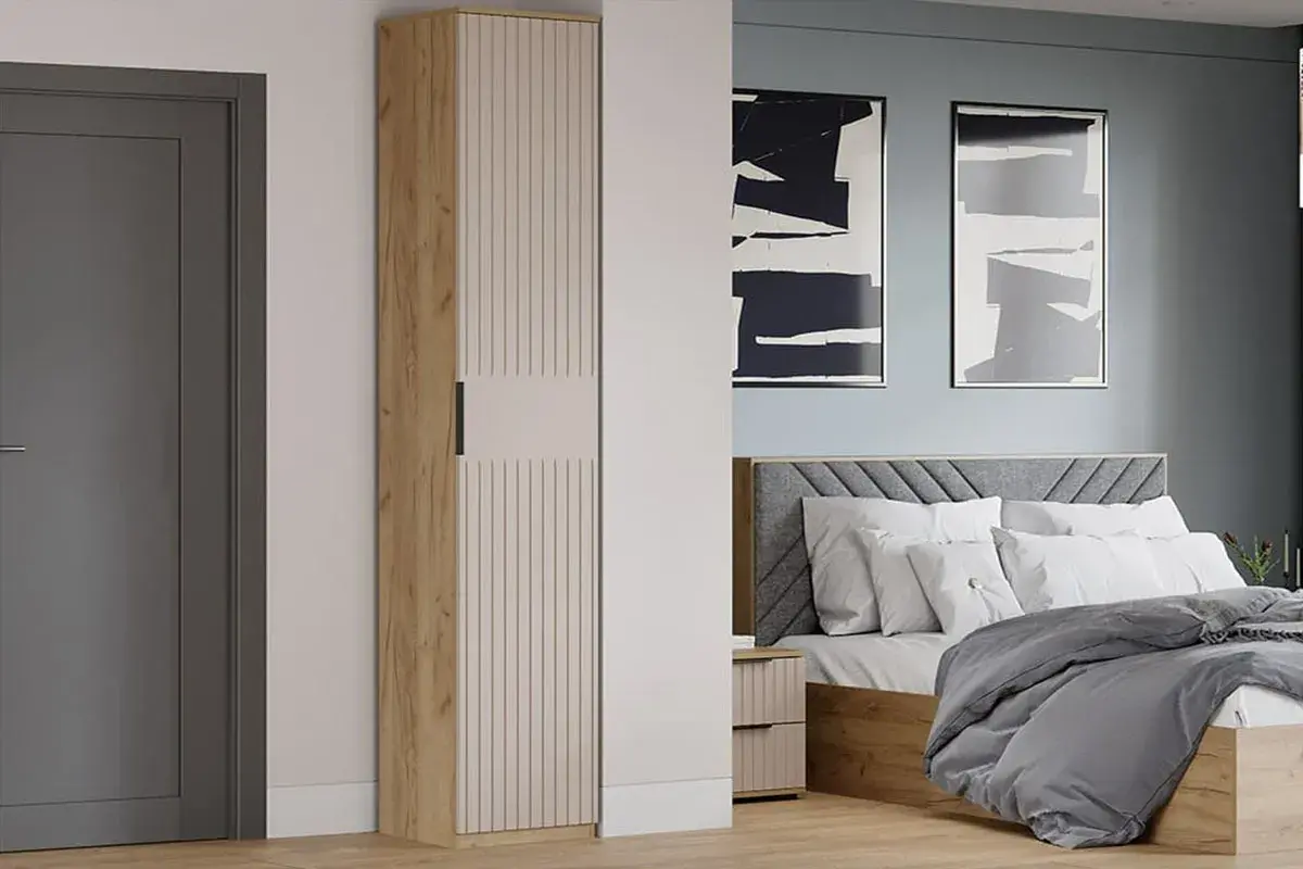 Шкаф для белья Хилтон Исп. 2 (Дуб Крафт золотой / Мокко матовый) в мебель-центре Озерцо