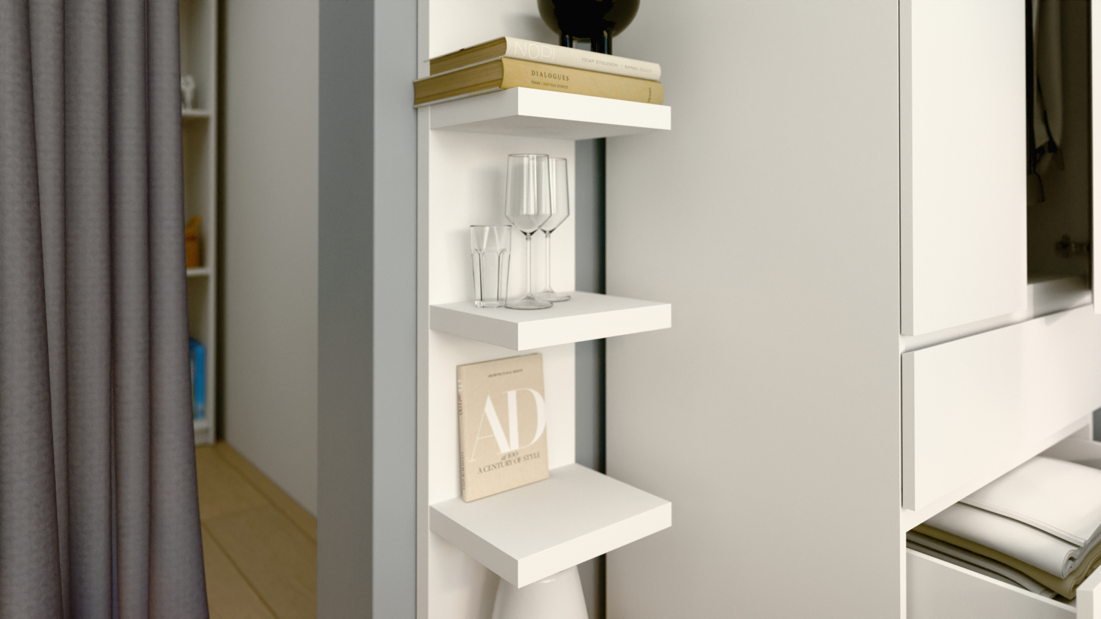 Полка настенная Tokko, цвет: Белый 190 см 27x30 — купить в Озерце