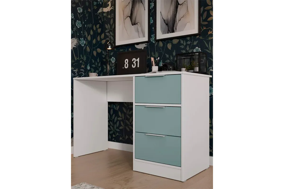 Стол письменный Марли Тип 1 (Белый/Серо-голубой) — Мебель-центр Озерцо