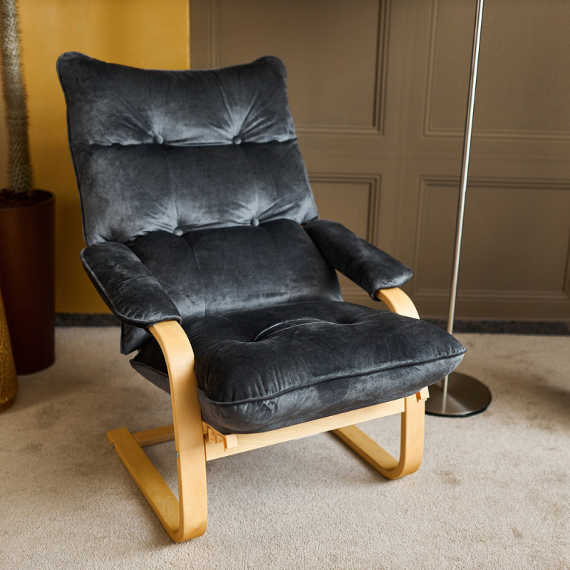 Кресло Пневмо, ткань "Невада графит", каркас "орех" — купить в Озерце