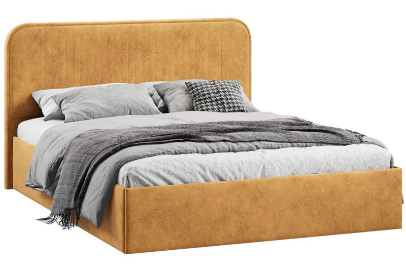 Кровать Тиффани c подъемным механизмом 160х200 Тип 1 (Микровелюр/Wellmart Yellow) - купить в Озерце