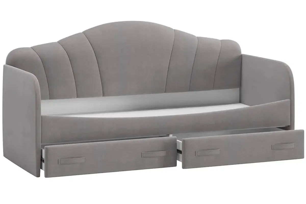 Кровать Сабрина ТД-307.12.02 90х200 (Велюр/Светло-серый) - купить в Озерце
