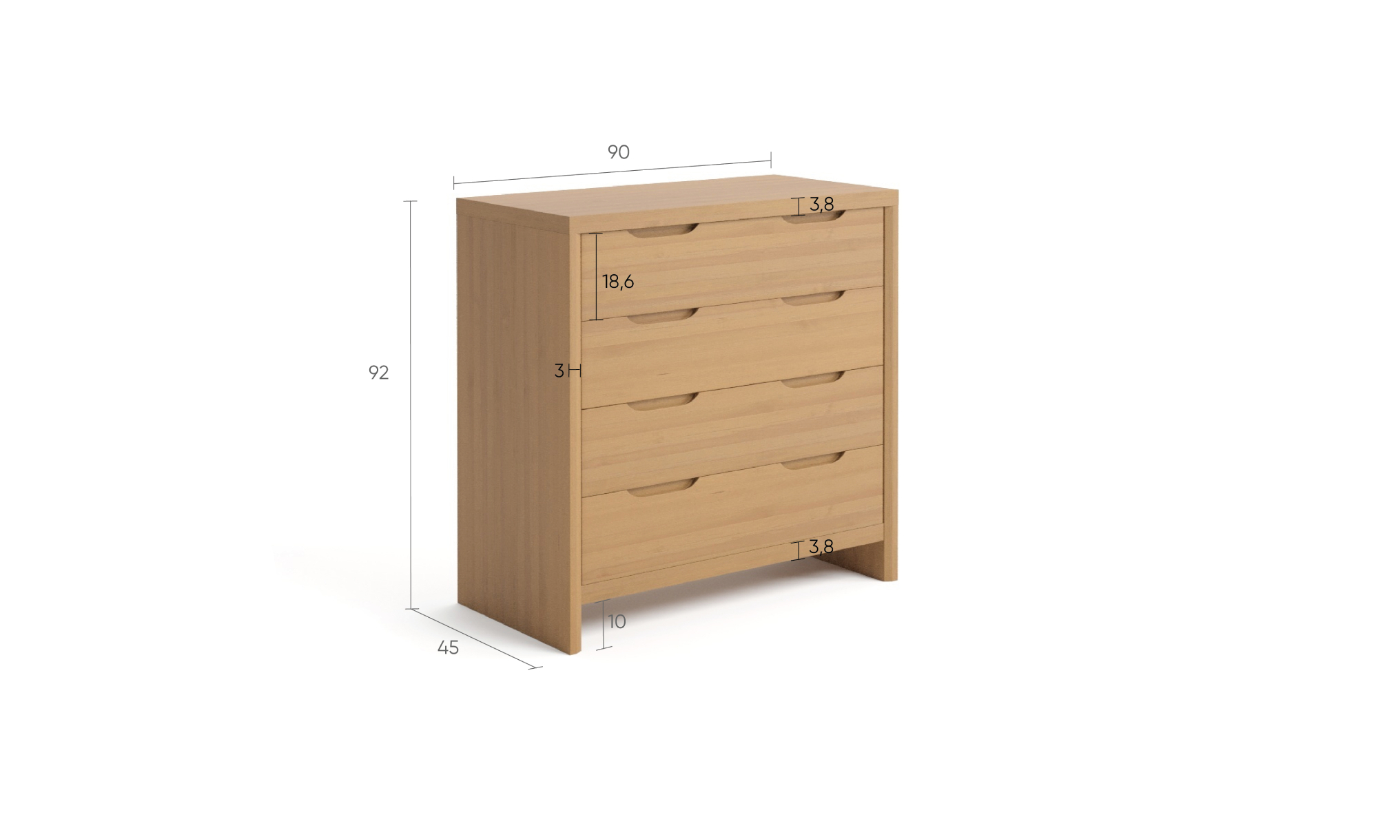 Комод Vesta Pro массив сосны цв. Светло-коричневый 45x90 — купить в Озерце