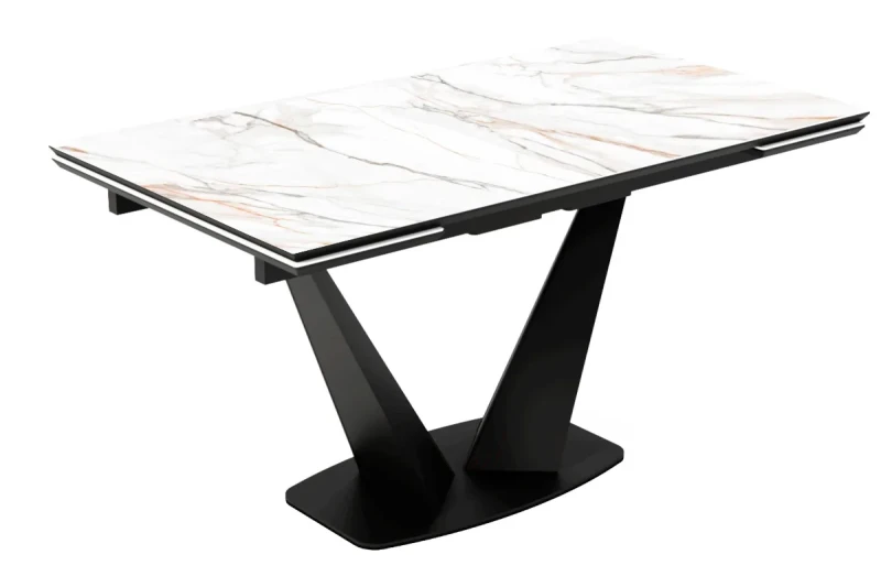 Стол обеденный Вирджиния 1400(2000) (ст. №2 /Керамика FNZ9206037 GILT WHITE 170111/МДФ черный Кварц /Черный) - купить в Озерце