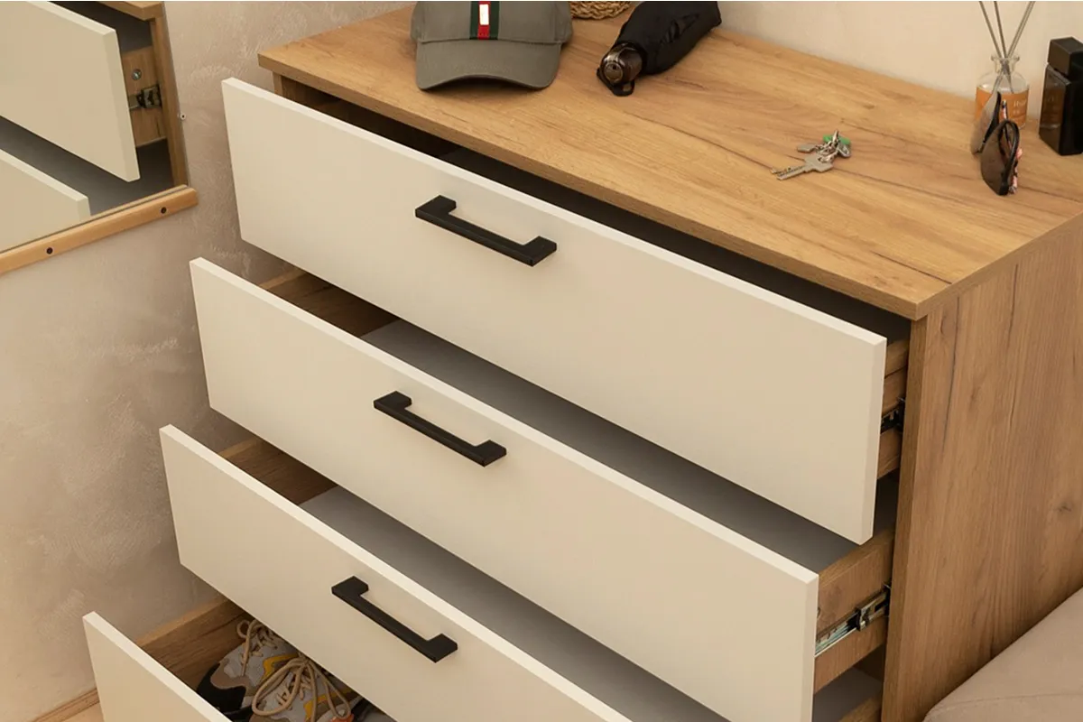 Комод Нео (Дуб крафт золотой/Белый) — Мебель-центр Озерцо