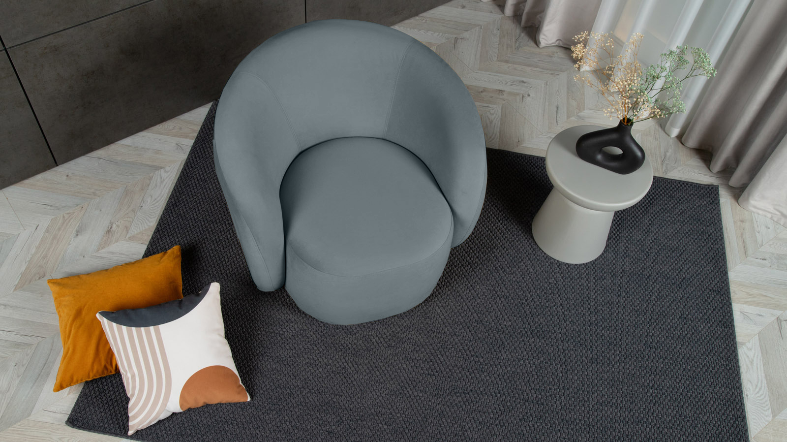 Кресло поворотное Nuage, ткань Sky Velvet 18 86x90 — купить в Озерце