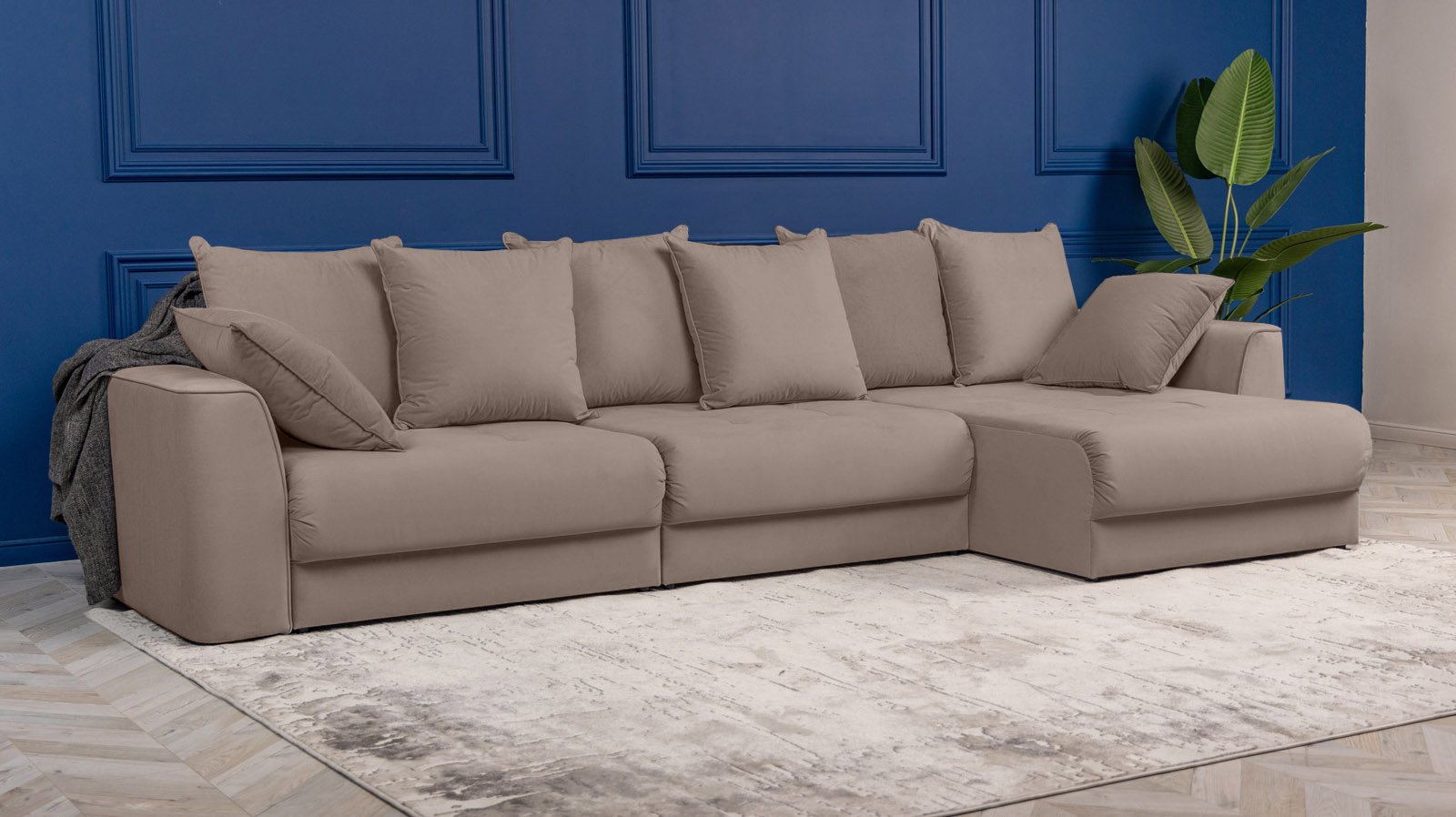 Диван угловой Monako New, Тк. Sky Velvet 17 156x356 — купить в Озерце