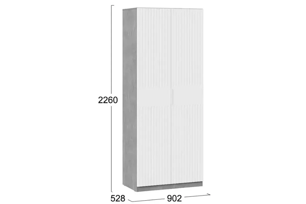 Шкаф для одежды Хилтон (Ателье светлый/Белый матовый) в мебель-центре Озерцо
